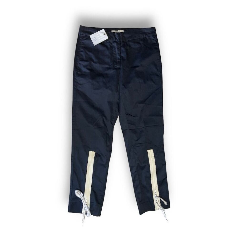 Cubic Navy Casual Pants‎ S Zippered Legs Drawstring Accents